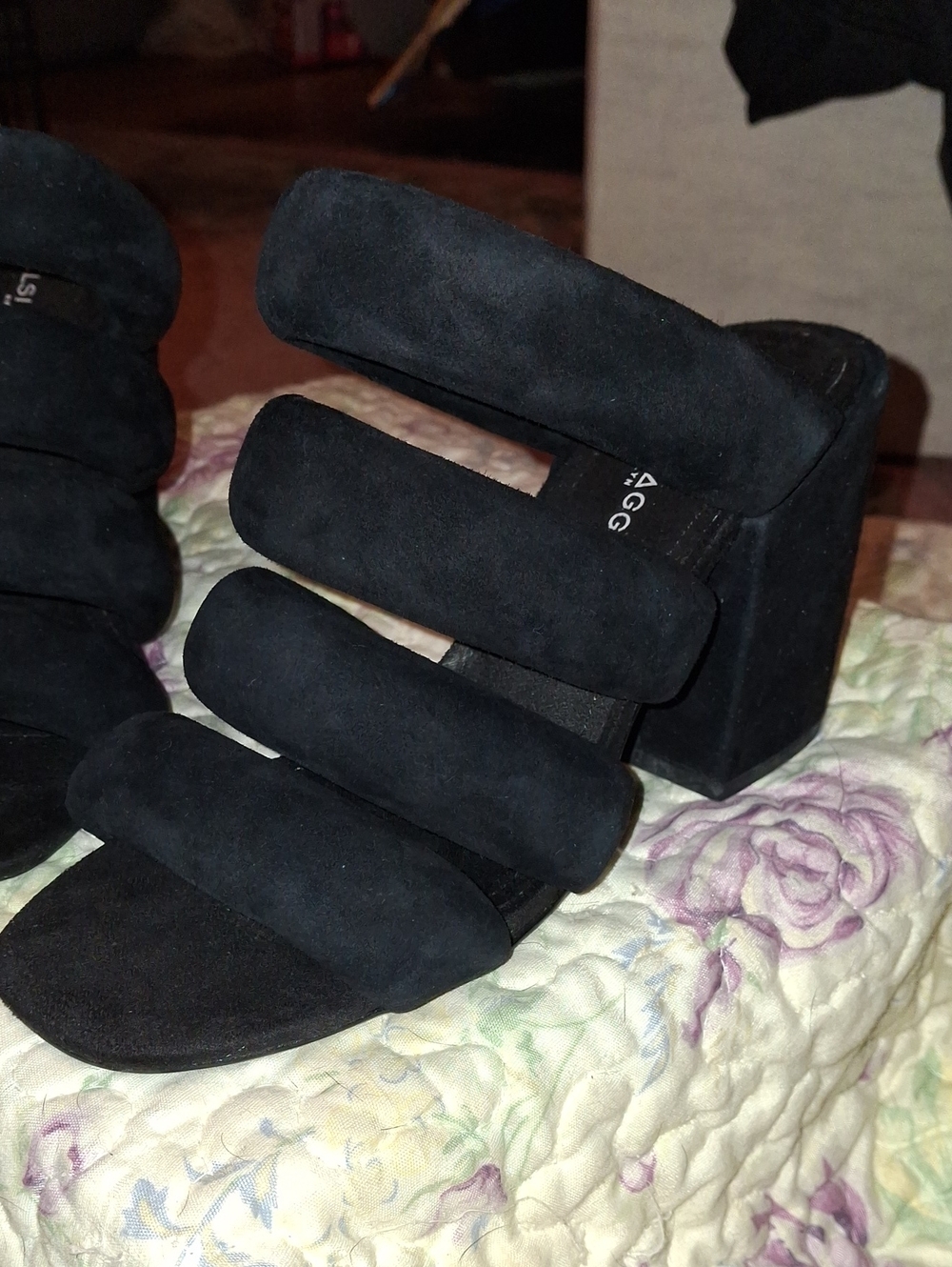 Anthropologie Kelsi Dagger Black Triple-Padded Block Heel Mules